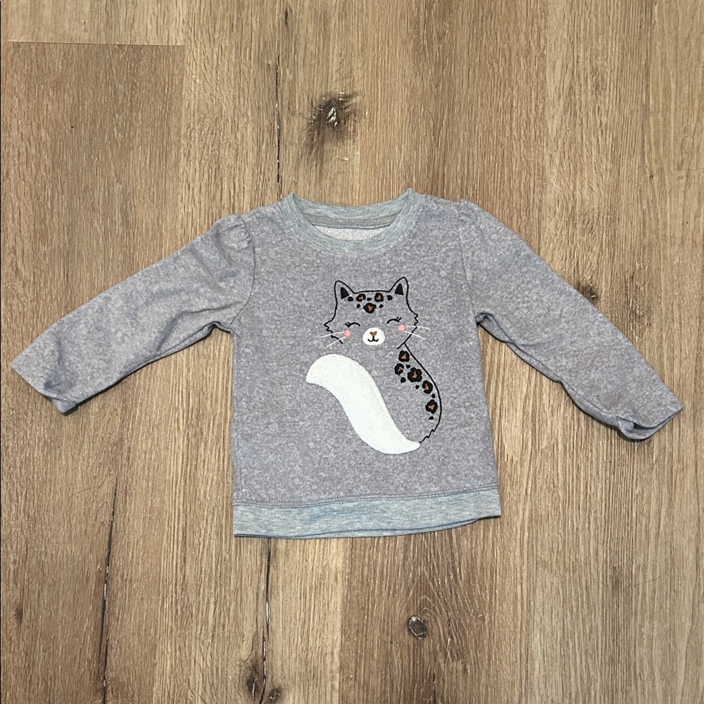 Carter's Gray Long Sleeve Shirt with Cat Design